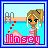 Pixel art icon shows a blonde girl with green eyes standing by water, wearing striped top and white earrings, pink text 'linsey' below her.