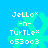 Pixelated blue background with four identical cyan star-shaped icons, each containing white text reading "Jello -n- Turtle 053003" in a retro digital style.