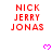 Red text 'NICK JERRY JONAS' in pixelated font with pink heart symbols on white background, partially cropped at bottom right.