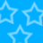 Three light blue star outlines on a solid bright blue background, arranged in a scattered composition with no overlapping.