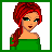 Pixel art of green-themed elements including a red-haired figure, green dress segments, stars, and the word 'GREEN' in various styles