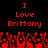 Red pixelated text "I Love Brittany" repeated twice on black background with red flame-like shapes below.