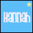 Two side-by-side pixelated squares display the name 'Hannah' with a star in the top-right corner; left square has light blue background and white text, right square has bright green background and dark text.