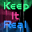 Animated pixel art displays 'Keep It Real' text with color shifts and vertical glitch effects