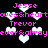 Pixelated text and white heart shapes on a black background, with pink text reading 'Jesse', 'Trevor', 'loves&heart', and 'ever&always' in a repeating pattern.