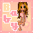 Pixelated icon of a doll with long brown hair and green eyes, wearing a pink dress against a peach background with 'Bratz' text.