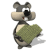 Animated cartoon mouse holding a green textured block, displaying sequential pose changes in a
