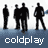 Animated contact sheet of Coldplay's 'Talk the Tour' icon showing silhouette transitions across 8 frames with text labels on blue backgrounds.