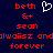 Red pixelated text on dark blue background with white heart symbol between two identical side-by-side layouts.