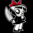 Animated contact sheet showing a cartoon character with red bow and black dress repeatedly saying "Thinking of you" in white text, some instances highlighted in red on black background.
