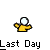 Pixelated yellow figure with white head and outstretched arms on gray background, displaying text and animation changes.