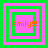 Four square display layered green and pink borders with orange text reading "Emily!!" in varying positions and sizes across the frames