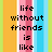 Pixelated text on vertical striped background with orange, pink, blue, and green stripes; gray rectangle partially covers bottom-right.