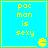 Four identical cyan squares with yellow borders, each containing pixelated text 'poc mon is sexy' and a small Pac-Man icon in the bottom-right corner.