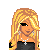 Pixel art buddy icon featuring a blonde female character with long hair, black top, white pants, and purple text "Jessica" on the right side.