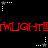 Red pixelated text repeats across a black background with white and gray star-shaped elements in motion.