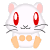 Pixelated white hamster with pink ears, red eyes, and orange paws in four static poses against gray background.