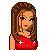 Pixel art contact sheet showing multiple frames of a cartoon woman in red crop top and blue jeans with text "I Love You" on black background.