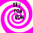 Four identical display a pink and white spiral background with black text reading 'sky', 'TOH', 'SOH' in vertical alignment