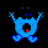 A pixelated blue cartoon character with a red mouth and dark eyes appears in multiple frames of an animated contact sheet, accompanied by the text "AHH" in different colors across frames.