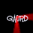 Red vertical beams connect four corners of a black background, each corner displaying the text 'GAURD' in white pixelated letters.