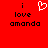 Red background with black text reading 'i love amanda' and a white pixelated heart symbol above the left instance of 'love'.