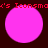 Four identical pink circles arranged in a on dark brown background with red text above and below
