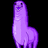 Pixelated purple llama with a smiling expression, standing upright against a black background.