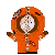 Animated contact sheet of a cartoon character in an orange parka with brown hood trim, showing sequential motion frames against gray background.