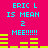 Pixelated cyan text on bright pink background with yellow horizontal bars, two identical static frames side-by-side showing 'ERIC L IS MEAN 2 MEE!!!!!' and bar patterns.