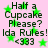 Pixelated text and green stars on pink background with repeated phrases "Half a Cupcake Please? Idia Rules! <333" in dark green font.