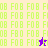 Pixelated of repeating 'OB FOB' text in green on purple and beige backgrounds with two small star-shaped figures