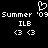 Pixelated black background with white text and symbols: 'Summer '09' repeated twice, 'ILB', two '<3' icons per side, and a heart outline above the first 'Summer '09'.