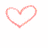 Pixelated pink heart outline on white background with four text elements in pixelated pink font on black background.