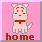 Pixel art dog icon with pink background and "home" text, showing two animation frames where the tail changes position.