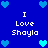 Blue background with repeated white text "I Love Shayla" and blue heart icons arranged in a pattern