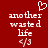 Red background with white pixelated text reading 'another wasted life <3' and a heart symbol above the text, displayed in two identical side-by-side