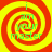 Four identical spiral patterns with red and yellow stripes, each containing green text reading "i am your master" arranged in a