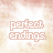 Animated contact sheet of 25 frames showing text variations on a cloudy background with changing opacity and color shifts between "THERE'S perfect endings" and "no perfect endings".