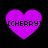 Four purple heart-shaped icons with pixelated text [CHERRY] on a black background, arranged in two of two