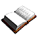 Animated sequence of an open book icon with pages flipping through various states of closure and text visibility.
