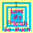 Four identical pixelated display "I Love My Friends So Much" text in pink over blue and yellow nested squares