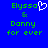Blue background with green pixelated text reading 'Elyssa & Donny for ever' and a white heart symbol replacing the ampersand in one instance.