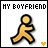 Two side-by-side animated frames of a yellow stick figure running with "MY BOYFRIEND" text above, showing subtle pose differences between the left and right frame.