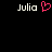 Pixelated text 'Julia' appears on both sides of a pink heart symbol against a black background.