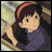 A pixelated anime-style character with brown hair and an orange headband appears on the left side of a contact sheet, while the right side displays