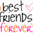 A static buddy icon with 'best friends forever' text in black and pink, a pink heart, and an orange 'Bekah' label with '<3' symbol.