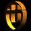 Golden circular icon with stylized cross-like symbol rotates through multiple angles against black background.
