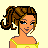 A 3x2 contact sheet of a pixel art animation featuring a cartoon woman, duck-themed clothing, and text elements on a light yellow background with a purple logo section.