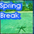 Pixelated split-screen image with 'Spring Break' text on left and sunset pier scene on right, orange '08' box in bottom-right corner.